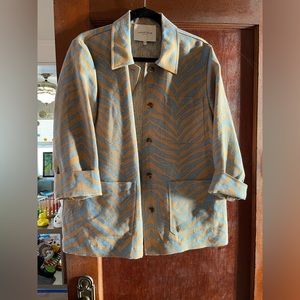 Lafayette 148 New York Linen Jacket light blue and tan